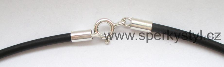 Elegantní guma se stříbrnou koncovkou - 50cm - 2mm