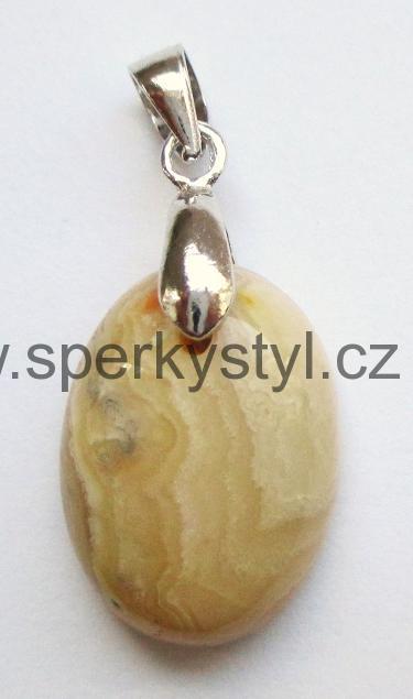 Elegantní stříbrný přívěsek s minerálem krajkový achát