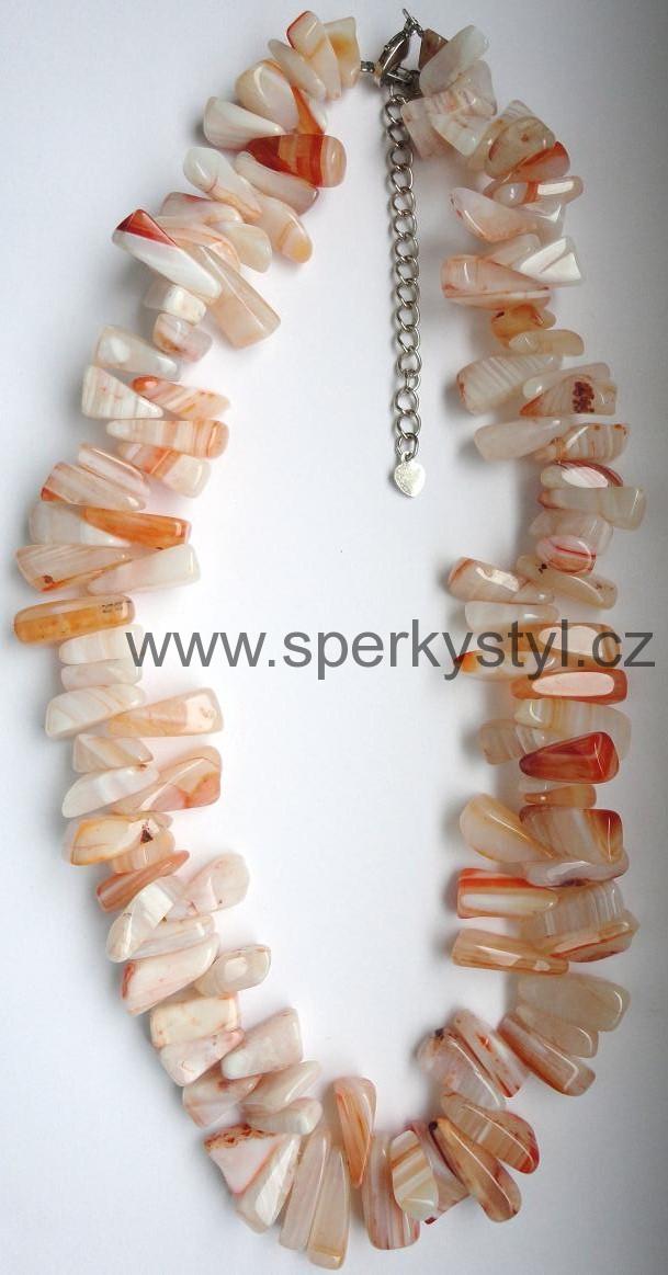 Elegantní náhrdelník z minerálu karneolový achát