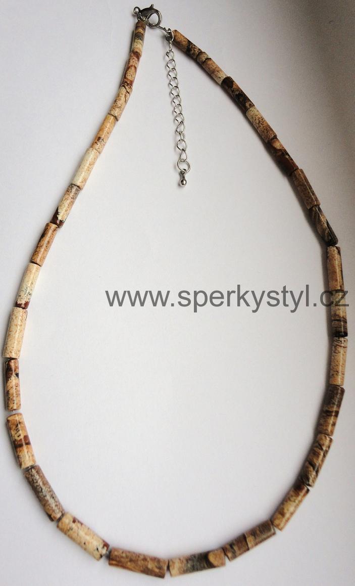 Elegantní náhrdelník z minerálu obrázkový jaspis