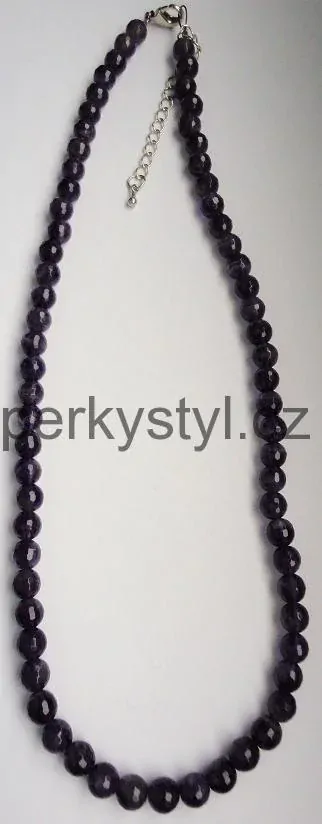 Luxusní náhrdelník z broušeného minerálu ametyst