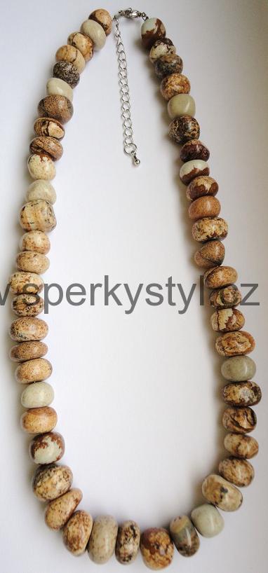 Elegantní náhrdelník z minerálu obrázkový jaspis