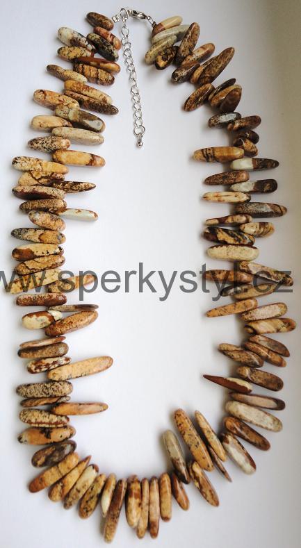 Elegantní náhrdelník z minerálu obrázkový jaspis