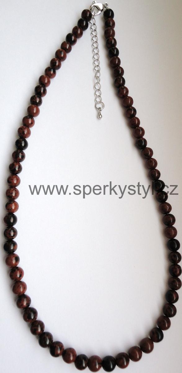 Elegantní náhrdelník z minerálu mahagonový obsidián