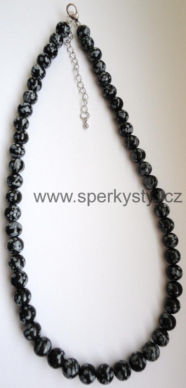 Elegantní náhrdelník z minerálu vločkový obsidián