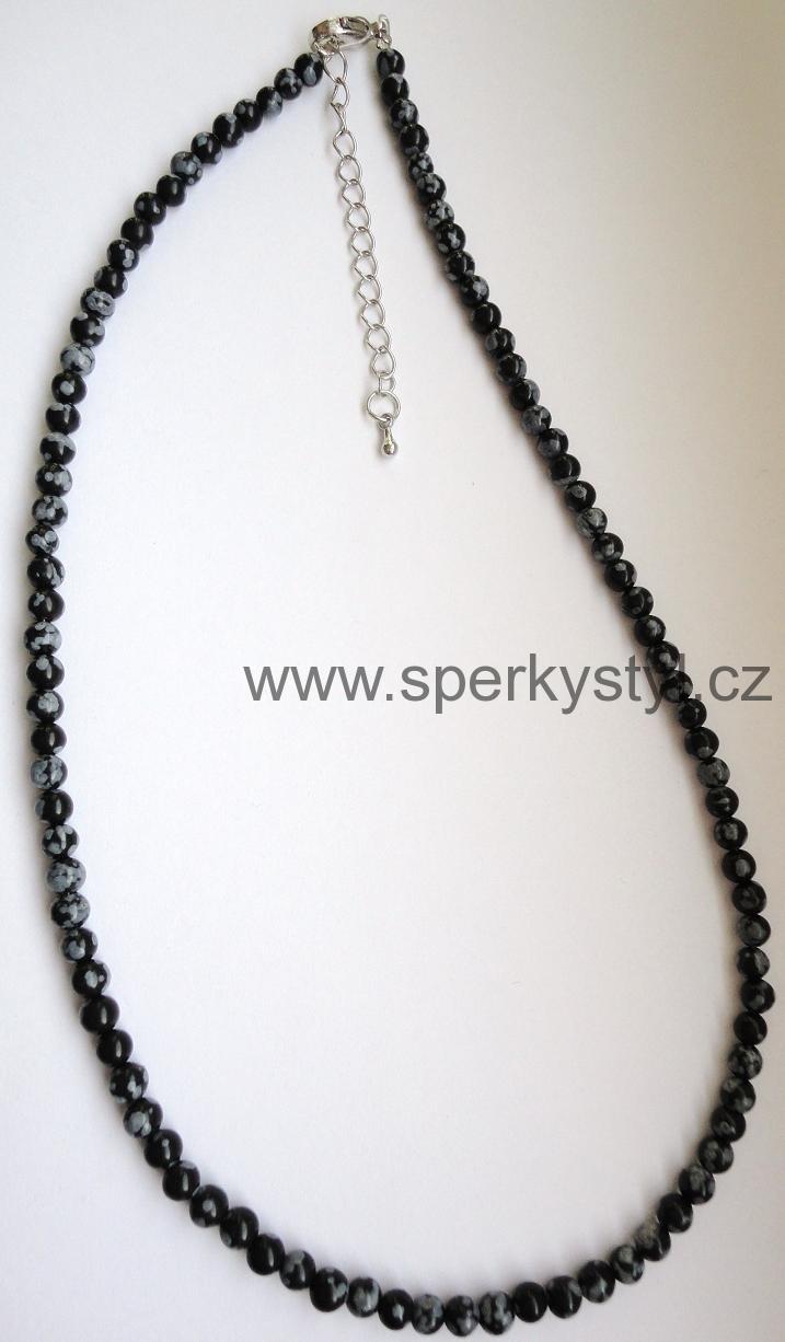 Elegantní náhrdelník z minerálu vločkový obsidián