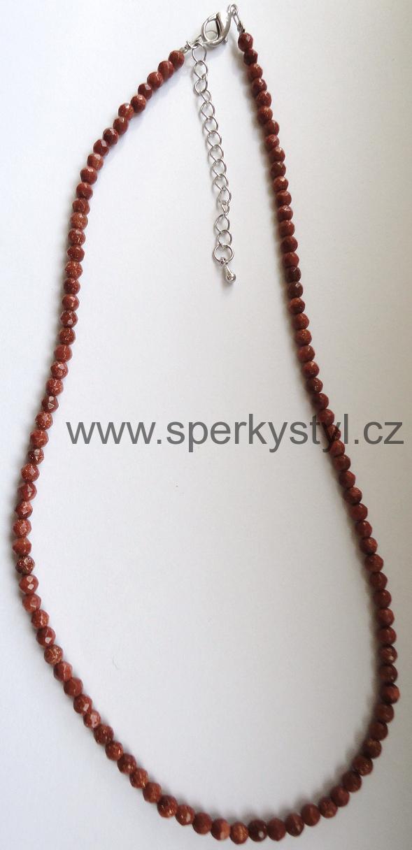 Elegantní náhrdelník z broušeného minerálu zlatý aventurín