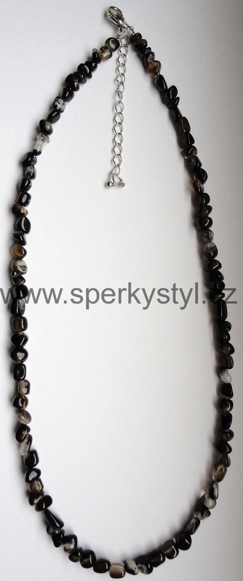 Elegantní náhrdelník z minerálu onyx achátový