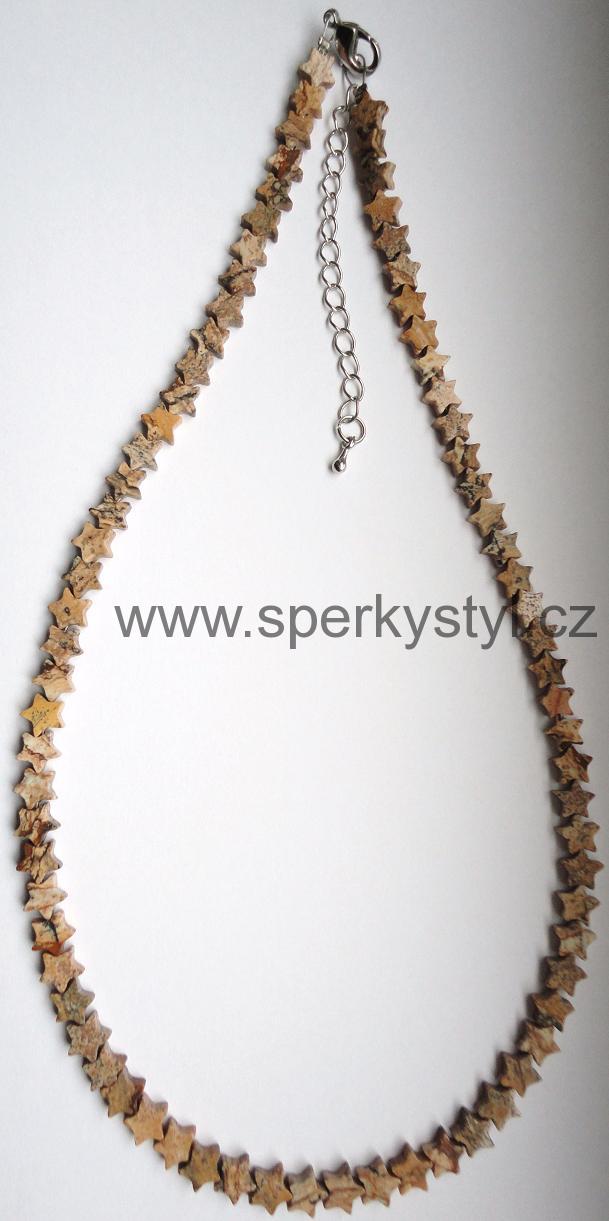 Elegantní náhrdelník z minerálu obrázkový jaspis ve tvaru hvězdy
