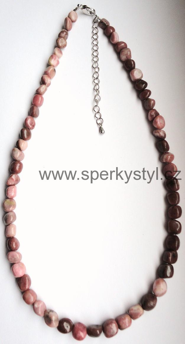 Elegantní náhrdelník z minerálu rodonit