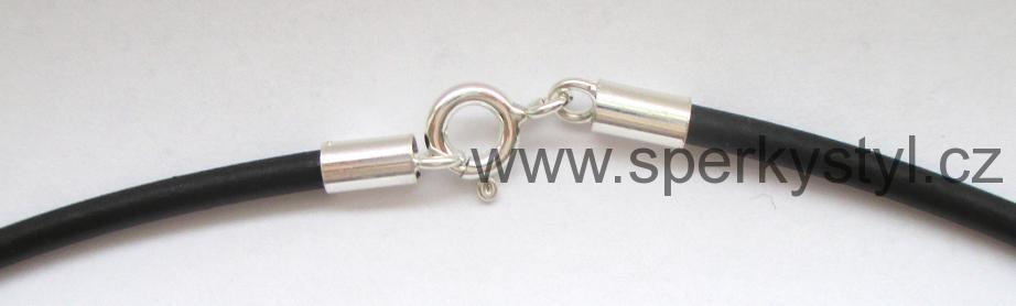 Elegantní guma se stříbrnou koncovkou - 40cm - 2mm