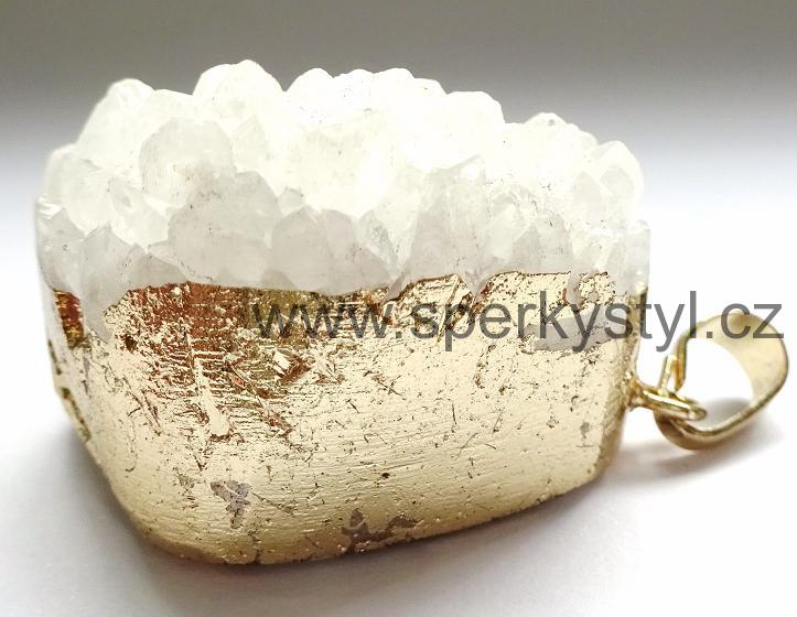 Elegantní přívěsek z minerálu křišťál - krystaly