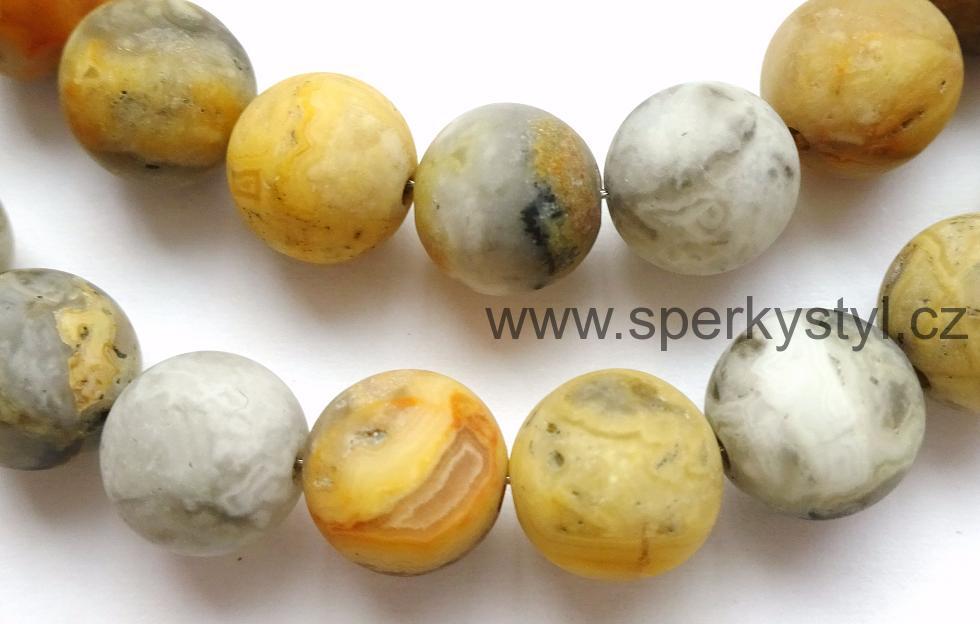 Elegantní náhrdelník z minerálu krajkový achát - mat