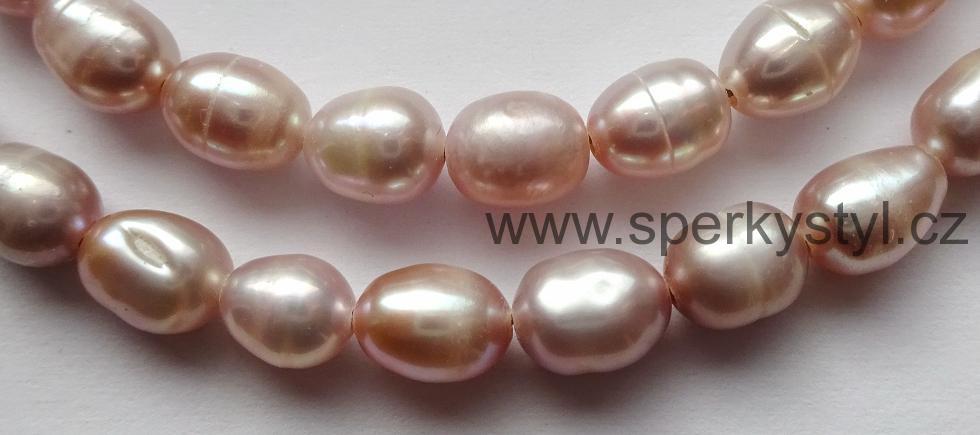 Elegantní náhrdelník z říčních perel - levandulové