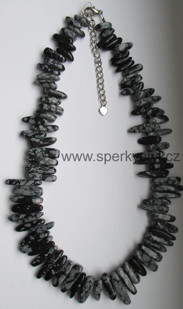 Elegantní náhrdelník z minerálu vločkový obsidián