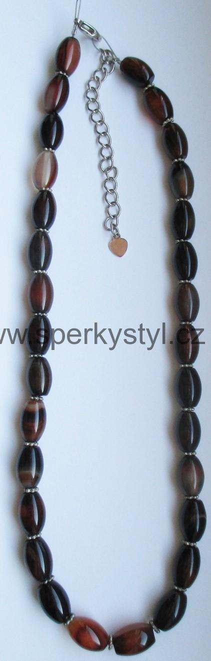 Elegantní náhrdelník z minerálu karneol + bižu