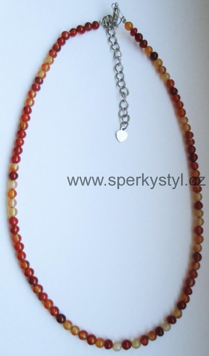 Elegantní náhrdelník z minerálu karneol