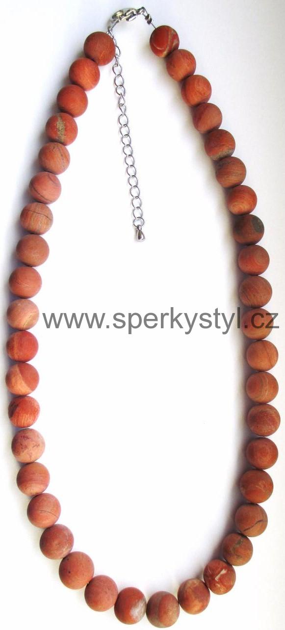Elegantní náhrdelník z minerálu červený jaspis - mat