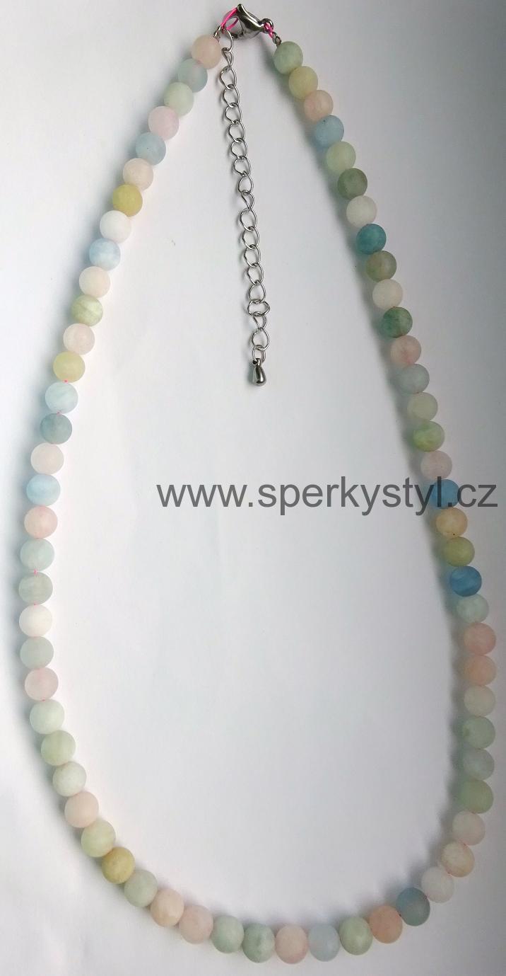 Elegantní náhrdelník z minerálu morganit - mat