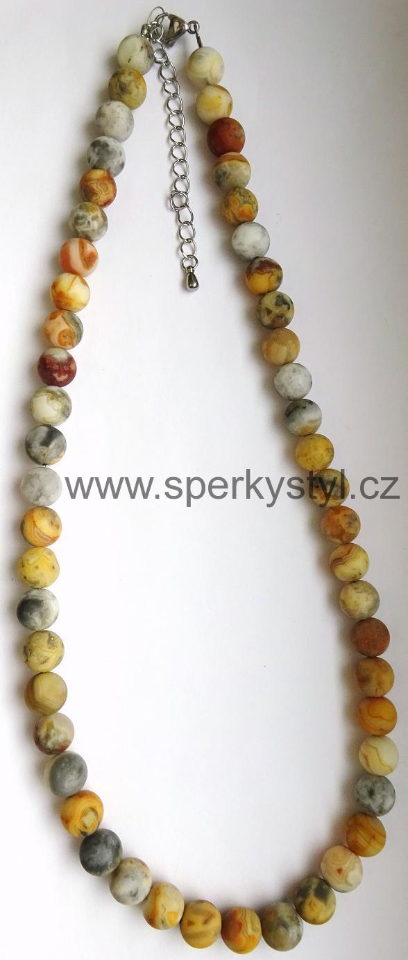 Elegantní náhrdelník z minerálu krajkový achát - mat