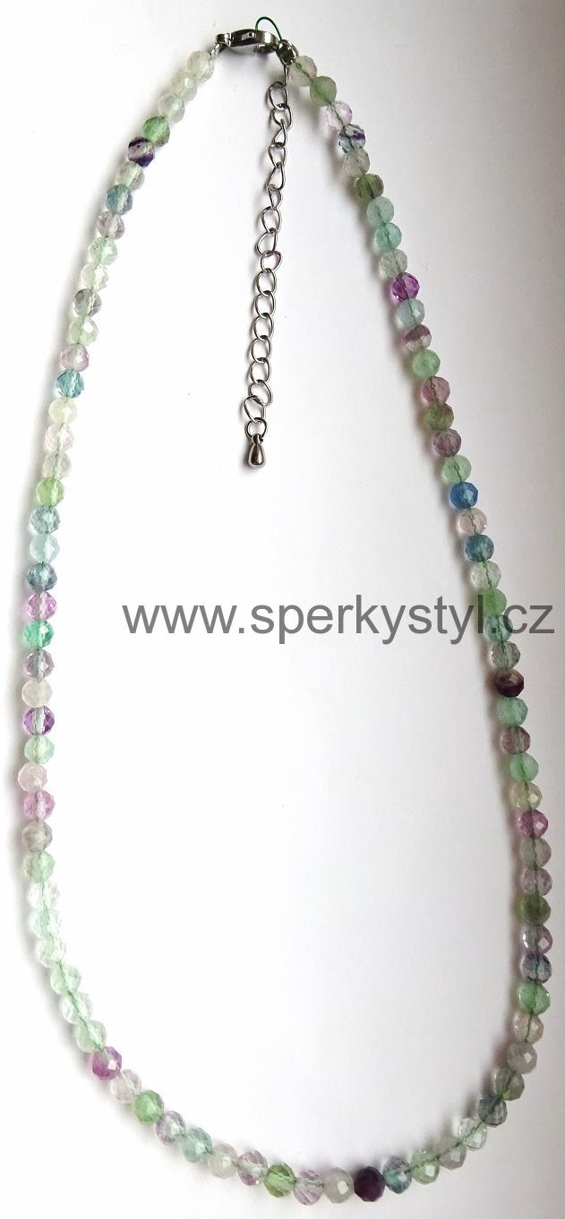 Elegantní náhrdelník z broušeného minerálu fluorit