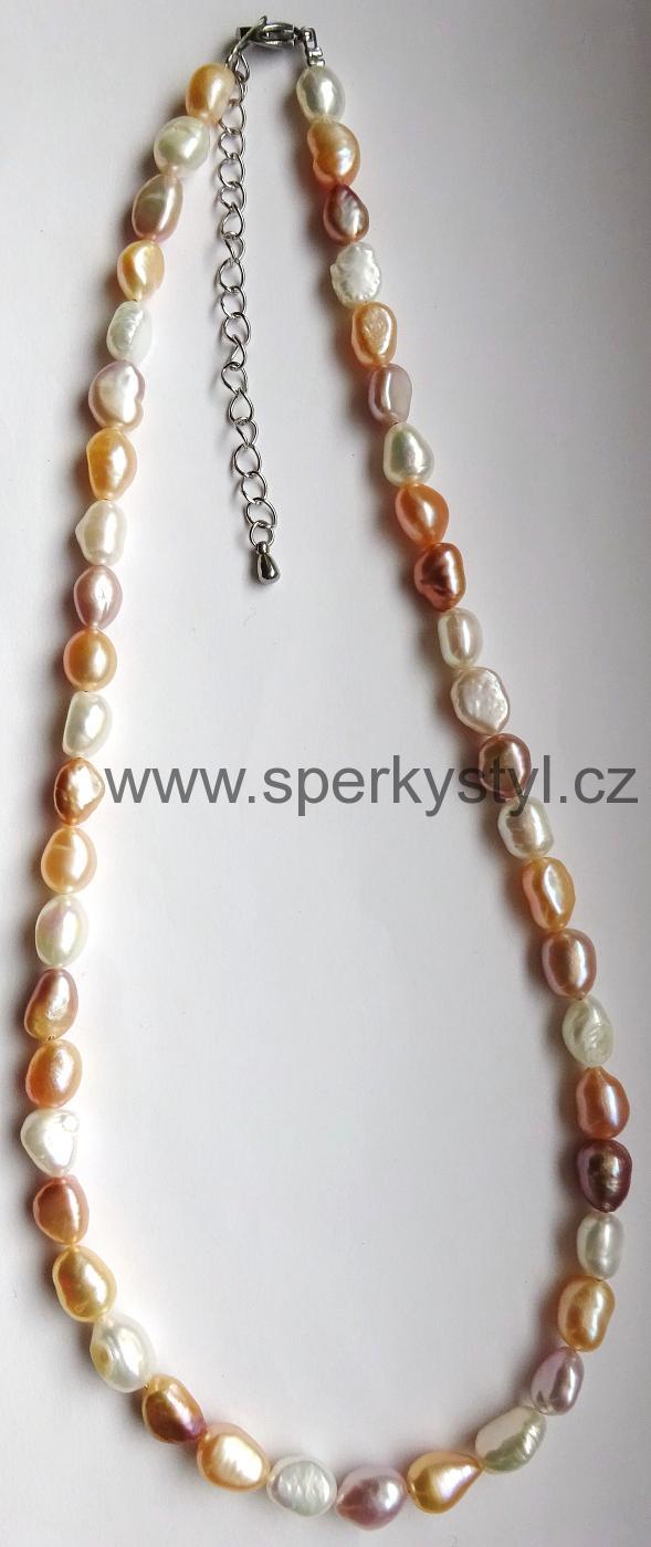 Elegantní náhrdelník z říčních perel - mix barev