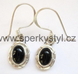 Elegantní stříbrné naušnice s minerálem  onyx