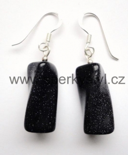 Elegantní stříbrné náušnice z minerálu tmavě modrý aventurín