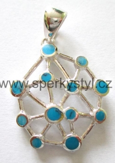 Elegantní stříbrný přívěsek  s tyrkysem (tyrkenit)