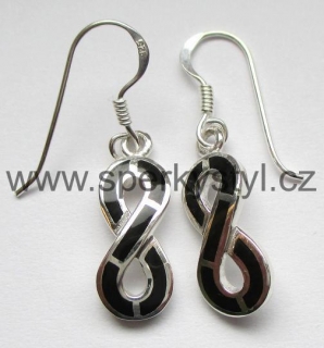 Elegantní stříbrné náušnice s minerálem onyx - nekonečno