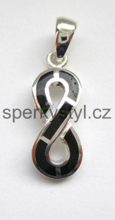Elegantní stříbrný přívěsek s minerálem onyx - nekonečno