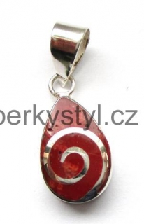 Elegantní stříbrný přívěsek s minerálem korál