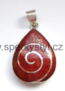 Elegantní stříbrný přívěsek s minerálem korál