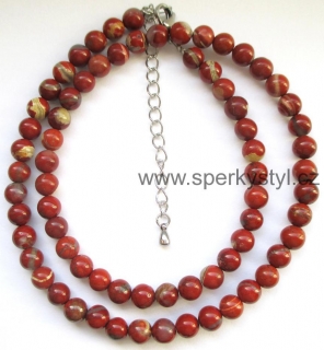 Elegantní náhrdelník z minerálu  červený jaspis (brekciový)