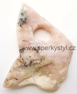 Originální přívěsek ze surového minerálu růžový opál