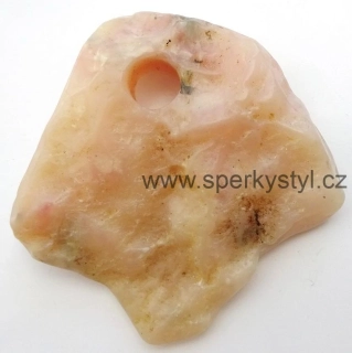 Originální přívěsek ze surového minerálu růžový opál